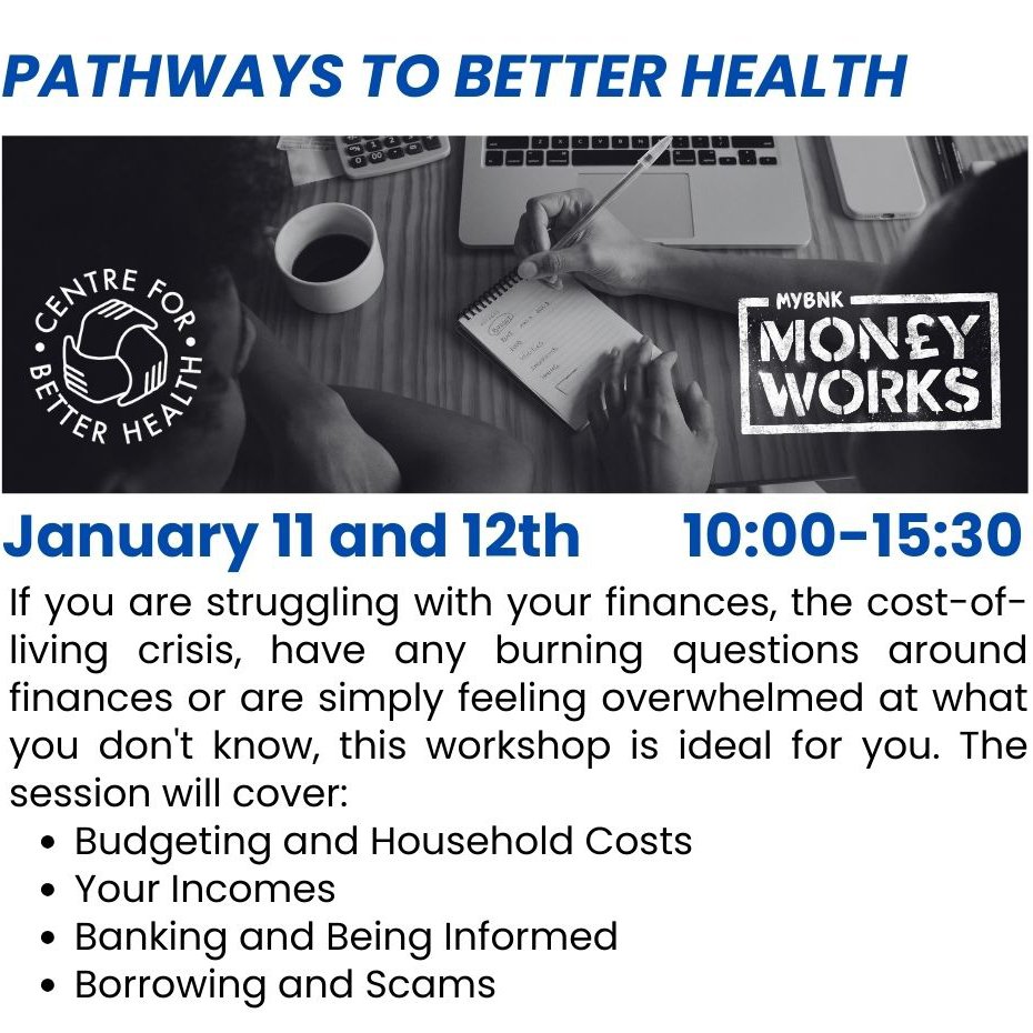 Aged 18-25? Take part in @betterhealthE9 and @MyBnk's free two-day financial and digital skills 'Money Works' workshop next week (11-12 January from 10am - 3.30pm), and get a £25 voucher! Visit bit.ly/moneyworksjan24 (link in bio) to sign up!