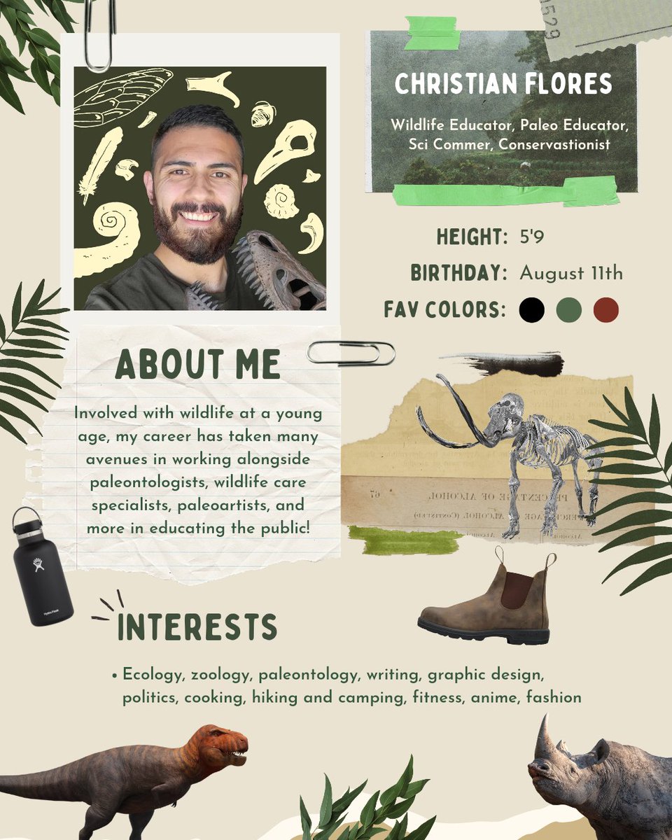 New year, new beginnings! And I wanted to introduce myself and #MeetTheCreator

I'm Christian Flores, and I'm a wildlife educator, sci commer, and conservationist. Simply put - I engage with the public about life on our planet, with themes such as ecology, paleontology, and more!