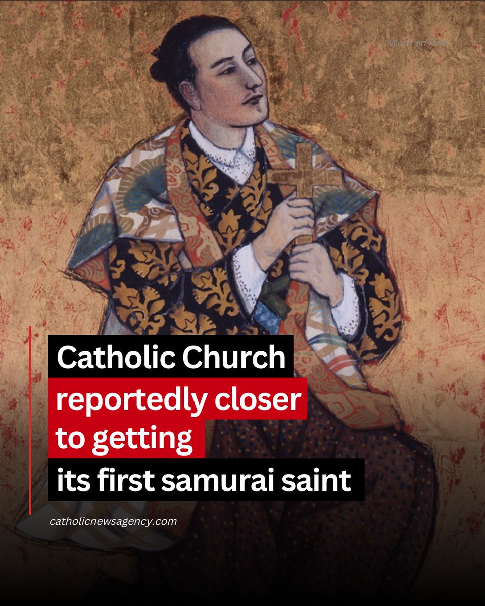 cnalive's tweet photo. The Vatican is currently investigating miracles associated with the intercession of Blessed Justus Ukon Takayama that, if confirmed, could lead to the canonization of the Church’s first samurai saint.

Japanese Cardinal Thomas Aquinas Manyo Maeda of Osaka revealed on DEc. 21 that the Vatican’s investigation into the miracles is ongoing, according to reporting by CBCP News, the news arm of the Catholic Bishops’ Conference of the Philippines.

“We pray that the investigation of Ukon’s miracles will be completed and approved at least within the next year or two,” Maeda said.

Maeda revealed the investigations after a special Mass in honor of Takayama in the Manila cathedral in the Philippines. The cardinal and 30 other Japanese pilgrims journeyed to Manila Dec. 18–22 as part of an annual pilgrimage to the site of Takayama’s exile and death. 

A renowned Japanese warrior in his day and a man of great learning and culture, Takayama renounced his power and possessions rather than give up his Christian faith. For his defiance Takayama was exiled from Japan, fleeing with 300 other Christians to the Philippines, where he died in 1615.

In 2016, Pope Francis approved a decree designating Takayama’s death as a martyrdom, and he was officially beatified in February 2017. To be canonized as the Church’s first samurai saint, the Vatican must approve at least one verified miracle attributed to Takayama’s intercession.
https://t.co/5LfhKjyL8f