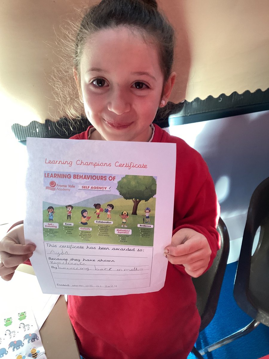 Y2Fva's tweet photo. This week’s certificate winners. One is awarded by the teacher and the others are from our learning champions who noticed focus and resilience from these wonderful Frome Vale Citizens. Well done! https://t.co/rfgCPkCakV