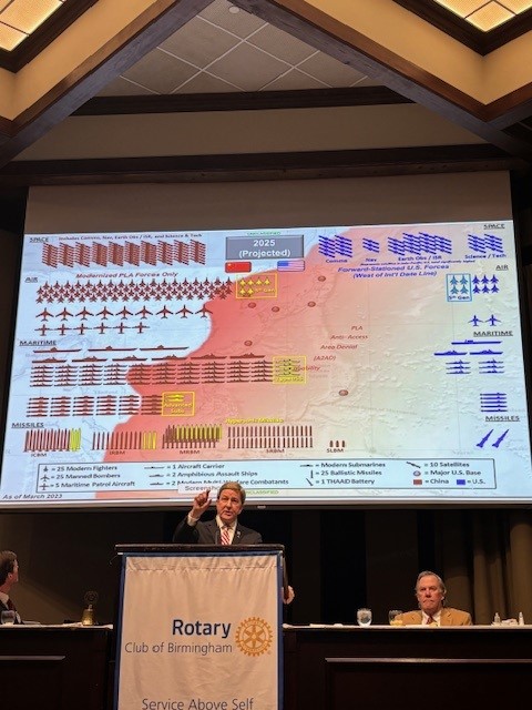 RepMikeRogersAL's tweet photo. .@HASCRepublicans are hard at work on equipping our military to face 21st-century threats and weeding out the asinine, woke policies of the Biden Administration. I was proud to discuss this with Central Alabamians at the Rotary Club of Birmingham. https://t.co/4NmY1XlXN0