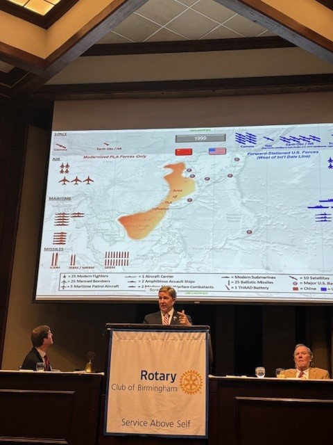 RepMikeRogersAL's tweet photo. .@HASCRepublicans are hard at work on equipping our military to face 21st-century threats and weeding out the asinine, woke policies of the Biden Administration. I was proud to discuss this with Central Alabamians at the Rotary Club of Birmingham. https://t.co/4NmY1XlXN0