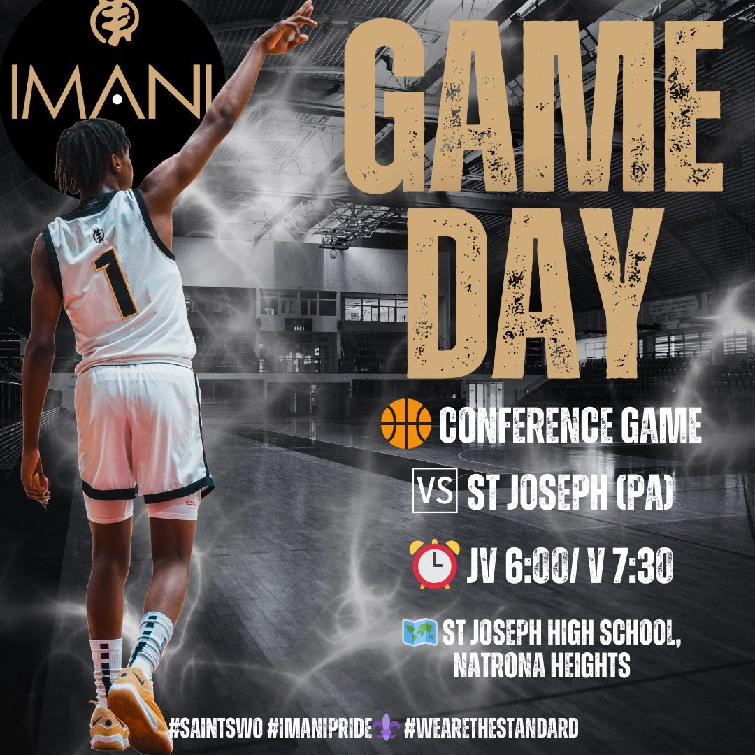 CoachKudd's tweet photo. 🚨Game Day🚨
🏀 Conference Game
🆚️ St Joseph (PA)
⏰ JV 6:00/ V 7:30
🗺 St Jospeh High School, Natrona Heights
#SaintsWO
#ImaniPride⚜️
#WearetheStandard https://t.co/GBvKuRkNiu