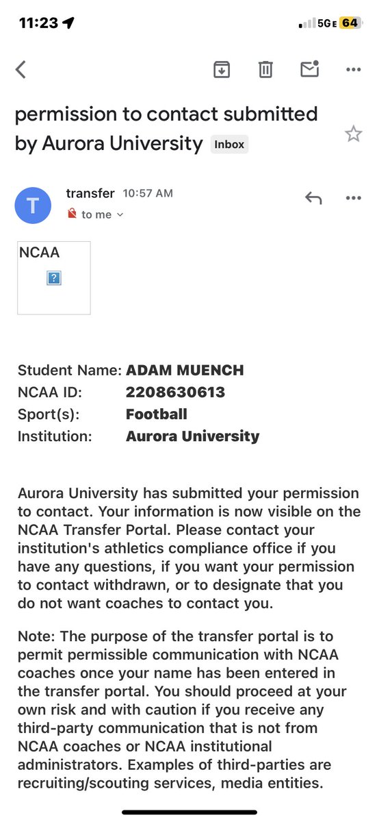 muench_adam's tweet photo. Officially in the transfer portal! https://t.co/OTpzHi6Ysg