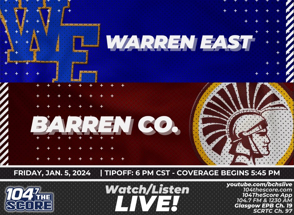 Watch LIVE as the Trojans/Trojanettes travel to Warren East to take on the Warren East Raiders/Lady-Raiders. 🏀

youtube.com/live/365enj0XG…

Coverage begins at 5:45 PM CST! ⏰

@1047thescore