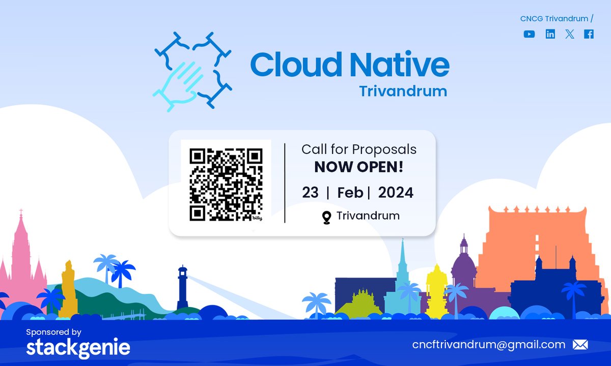 cncf_trivandrum's tweet photo. CNCG Trivandrum is gearing up for our next physical event on 23rd February 2024! 🚀

Join us for a day filled with tech insights and wrap it up with an awesome after-party.

🎤 Calling all speakers!

Submit your talk proposals:  https://t.co/P2FGo8kvZ5

#cncf #cncg #keralam https://t.co/a3gH3X26tv