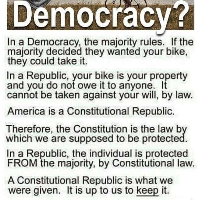 MonaKnows2's tweet photo. @TheDemocrats @SpeakerPelosi #DemocracyScam #ScumMedia and #ScumDemocrats promoting the Dem tyrannical socialist theory that our country is a democracy. Our country is a republic, and for good reason. The word “democracy” does not appear in the Constitution or the Declaration of Independence. https://t.co/zn624O0HwG