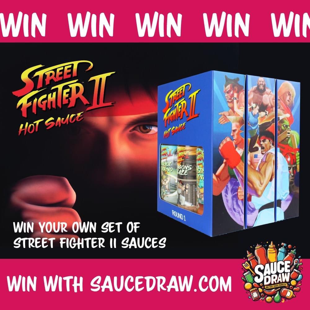 Spice up your new year with the legendary Street Fighter II Hot Sauces - Round 1, 2, and 3, totaling 9 mouthwatering sauces!
Simply visit saucedraw.com to sign up.

#SauceDraw #Giveaway #FreeEntry #prizedraw 

Full Terms online at saucedraw.com - Good Luck!