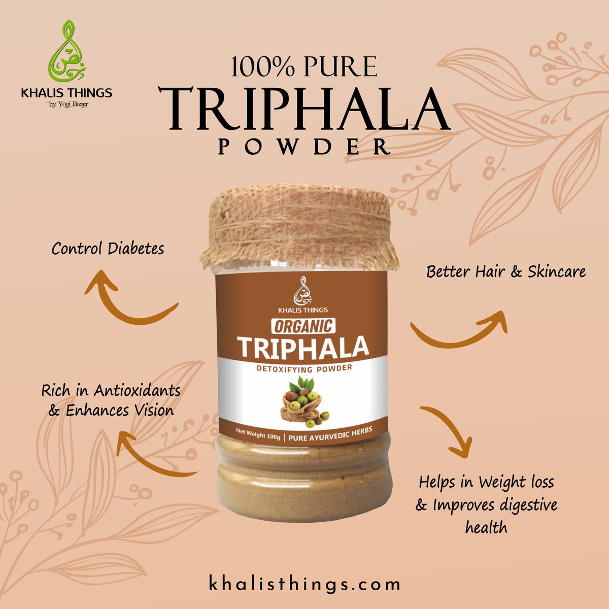 KhalisThings's tweet photo. Elevate your well-being with Triphala Powder! 🧡

🔸Experience diabetes control, enhance hair &amp; achieve your weight loss goals. 

🔸Dive into the holistic benefits of this ancient Ayurvedic!

Don’t miss it out!

https://t.co/VKyjPl2fHB 

#triphalapowder #khalisthings #yogibaqer https://t.co/BUQB4fFrlo