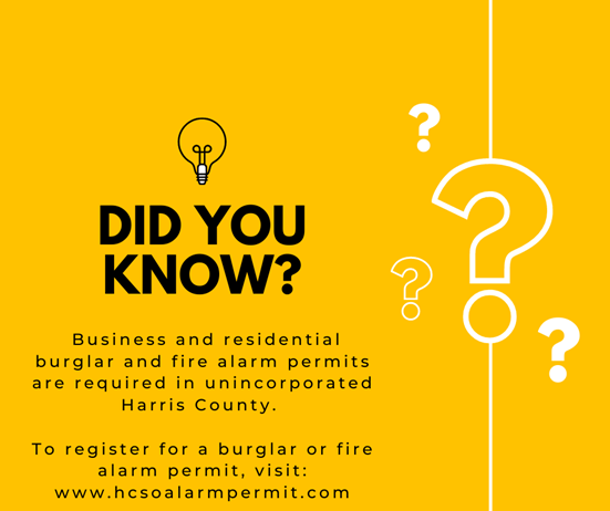 HCEDPermits's tweet photo. Did you know business and residential burglar and fire alarm permits are required in unincorporated Harris County? To register for a burglar or fire alarm permit, visit: https://t.co/6P6G9ppBQW
#hcpermits #harriscounty #firealarmpermits #burglarpermits #didyouknow #hced https://t.co/M8BL5xcVdR