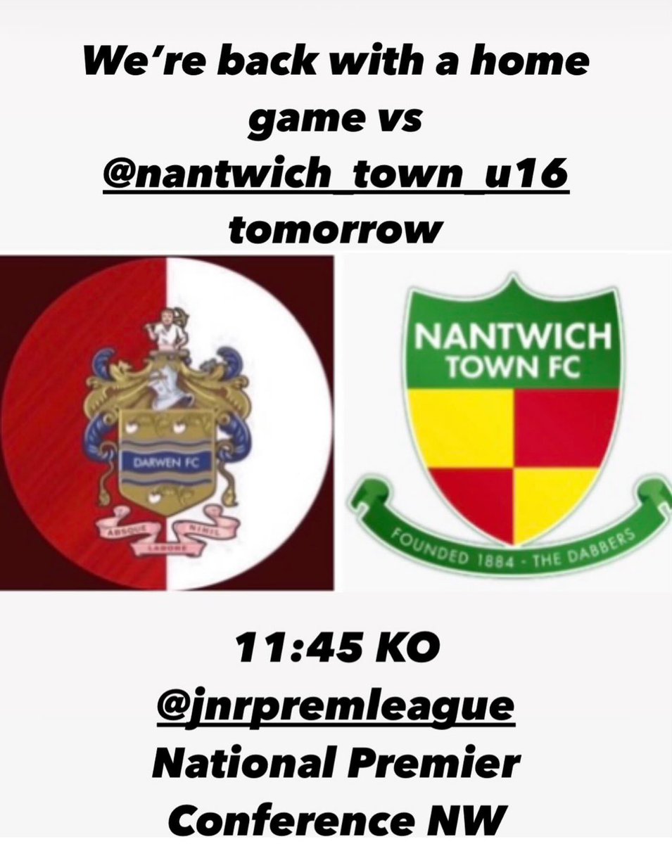 darwenfc_u23s's tweet image. Looking forward to our game tomorrow Vs @TheDabbers U16s. We’ve won one, lost one against Nantwich so far this season, looking forward to hosting them tomorrow in what promises to be another cracker. First team are on after us Vs @AthertonLRFC. A cracking day. @kenny_langford