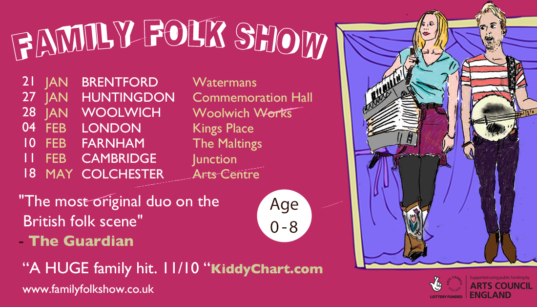 FamilyFolkShow's tweet photo. Our FAMILY FOLK SHOW gets back on the road this month - Perfect for ages 0+  🪕

Get ready to sing, dance and join in! 🤠

21 Jan - BRENTFORD
27 Jan - HUNTINGDON
28 Jan - WOOLWICH
04 Feb - LONDON
10 Feb - FARNHAM
11 Feb - CAMBRIDGE

Tickets  👉https://t.co/zxGKAdxqWu https://t.co/IipxeKsiOr
