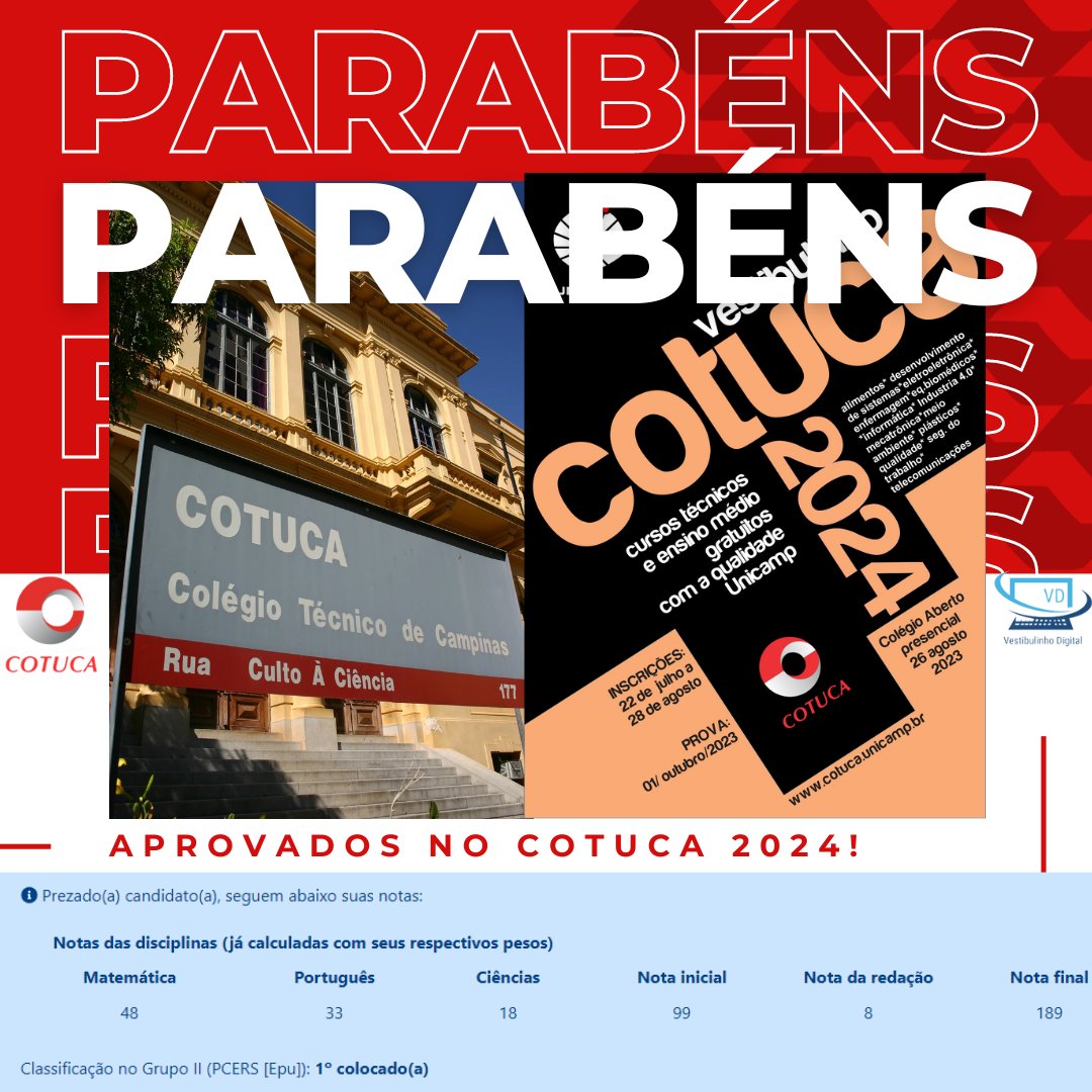 VestibulinhoD's tweet photo. https://t.co/iZFQE46Xb2

PARABÉNS ALUNOS!!!
AGORA É COMEMORAR!!! 🥳🎉

#cotuca #vestibulinho https://t.co/SNd603TQva