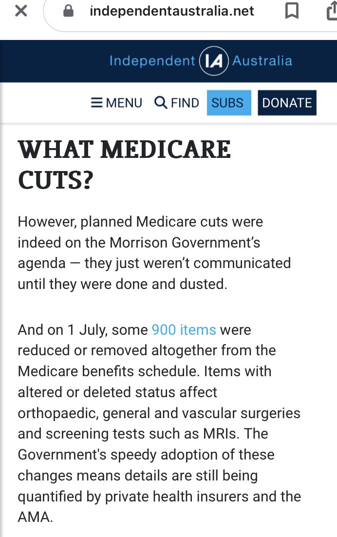 LyndaFrench19's tweet image. @AustralianLabor warned Australians about #LNPCuts to #Medicare but as usual gullible voters fell for it and here we are #MRI ‘s removed in 2021 by Morrison govt - mbsonline.gov.au/internet/mbson… and what else independentaustralia.net/politics/polit… #Health @Mark_Butler_MP