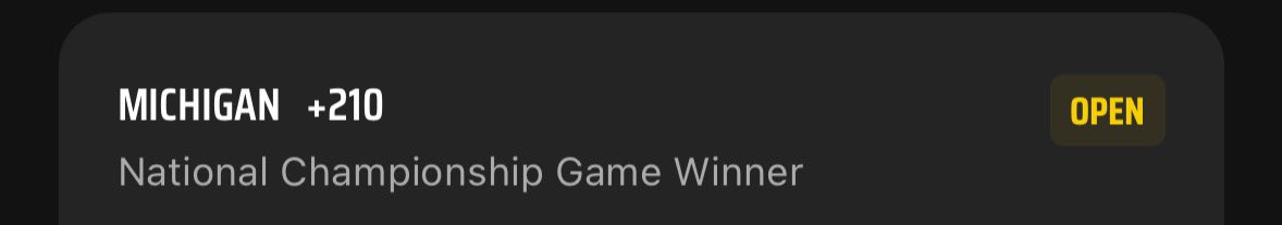 doubledownjawn's tweet photo. @stoolpresidente @Gametime Holding a Michigan future and throwing another 50k on them. https://t.co/QqNVdf7EXQ