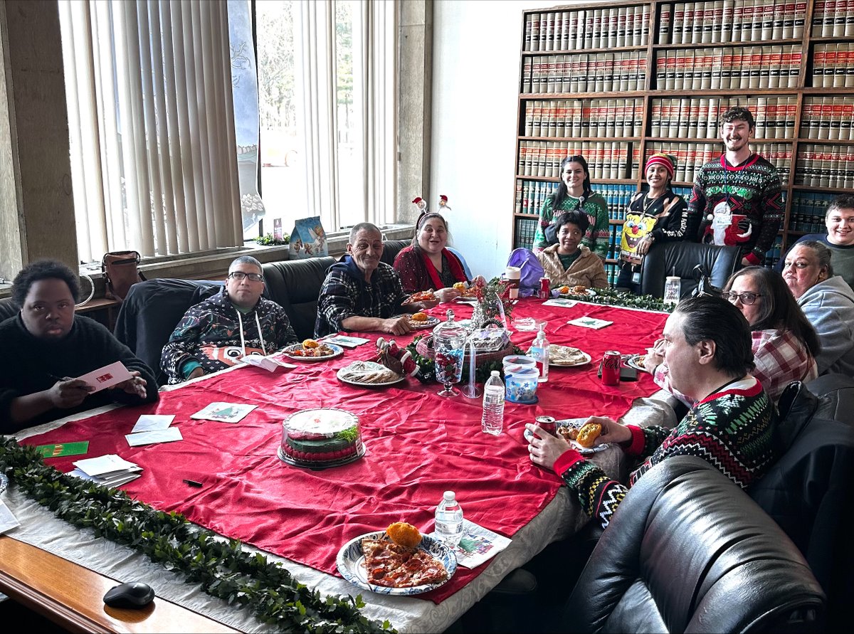 EasterSealsRI's tweet photo. Happy New Year! We were pleased to hold a holiday party at our headquarters, where program participants joined staff and Easterseals Board member Stacey DeCosta for lunch and a bazaar where they could choose a gift for themselves or to give someone else. https://t.co/VRAZdBegTa