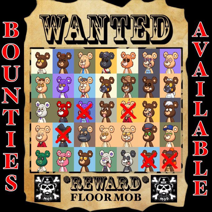 PMBdotETH's tweet photo. Looks like we have a #Mobwar list @killabearsnft . The Don @jed_131 wants these bears wacked.. reward you get welcomed into the FloorMob Family, possible bounties tied to them bears. Are you Mob material? #WeLikeTheBears #CrimePays #FloorMob
Just being in the Mob I won a X-Bones Killatoy a few weeks ago!! Amazing sub community ran by @jed_131 and others! Love the bears ๐ฅ