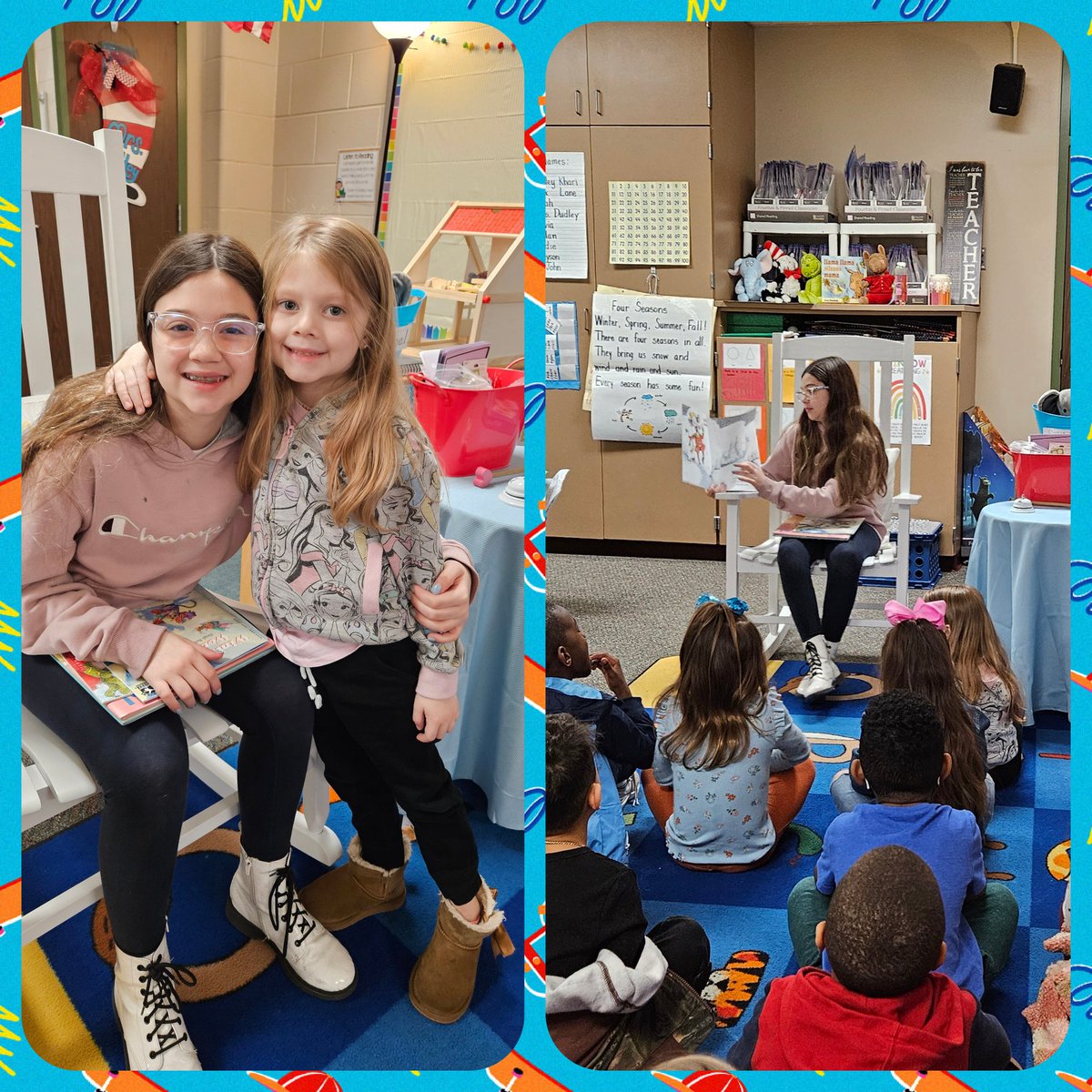 mollyndudley's tweet photo. I taught this sweet 5th grader when she was in kinder, and today she came to read to her kinder sister in our class! It's amazing to see the growth over the years! My teacher heart is so happy that she chose to come back!π©·π #proudsister #greatreader #happyhearts @HumbleISD_ESE https://t.co/ogPHEj8jNE