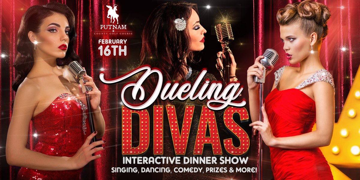 PutnamCountyGC's tweet photo. Join us for Dueling Divas, an Interactive Dinner Show LIVE at Putnam County Golf Course on Friday, February 16th. CLICK HERE TO LEARN MORE> https://t.co/CtjR3pJY17
#putnamcountygolfcourse #dinnershow #comedy #comedyshow #NewYork https://t.co/Dre9a29yMh