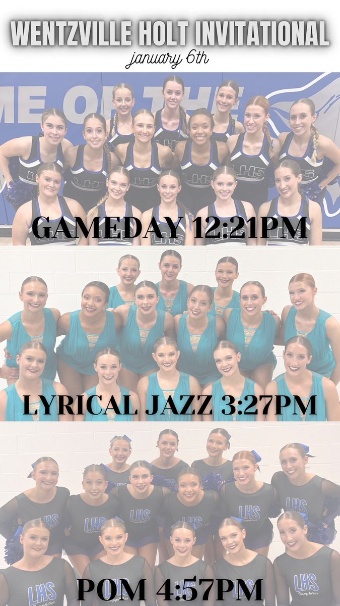We cannot wait to compete tomorrow at Wentzville Holt HS💙 come support your LHS Sapphires and all the other talented teams that will be there🤗
