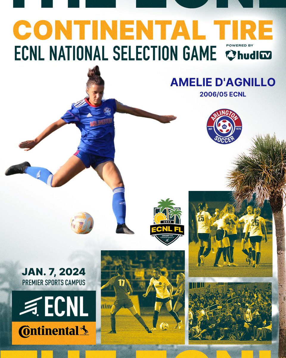 Congrats and best of luck to Amelie D'Agnillo of 06/05 Girls ECNL as she will be competing in the ECNL Girls National Selection Game tomorrow at ECNL Florida!

Watch the game live at 6:30 p.m. EST tomorrow: team1sports.com/ecnl/

Way to go, Amelie! So proud!

#TeamArlington