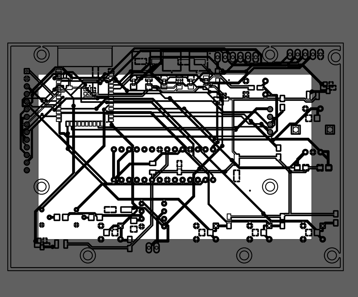 K_chachamaru's tweet image. 基盤のレーザーCAM作るのに、fusionのdfxCamは重いので、一旦2D cad でGabbaだして、#Adobe の #ExtendScript で処理するツールつくってる。
掘削データー作る上で 銅箔かそうでないかのデーターの無いただのベクターなので、ポケット認識に統計学ぶち込んでる。中学レベルの数学でAIライクな処理