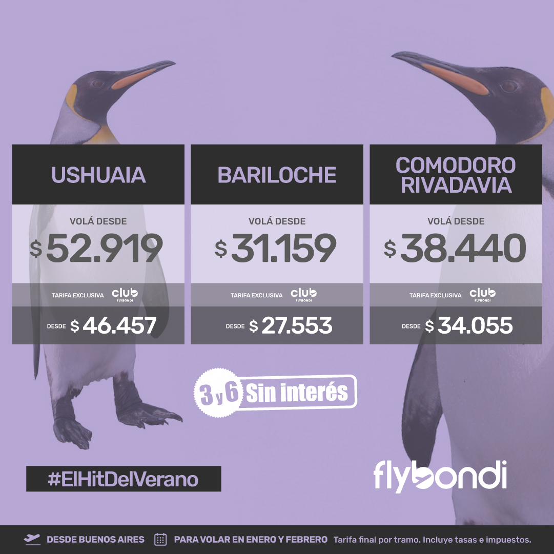 flybondioficial's tweet photo. Cuando te decimos cuotas sin interés, te decimos viajecito #UltraLowCost 💛✈️

Hacé click acá  👉🏻 https://t.co/sdPeSyyO2M y confirmá tus vacaciones de verano 🌴

#Flybondi #ElHitDelVerano https://t.co/Ajx1n4Ccc4