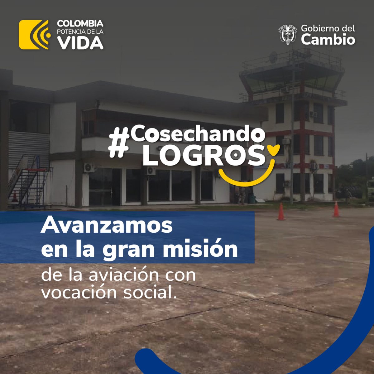 AerocivilCol's tweet photo. #CosechandoLogros | A través del programa de Aeropuertos para Servicios Aéreos Esenciales #ASAES, fomentamos el desarrollo de la infraestructura aeroportuaria lado aire de los aeródromos en la Colombia profunda, incentivando el desarrollo de las regiones y su potencial turístico. https://t.co/zCrJZSuXyQ