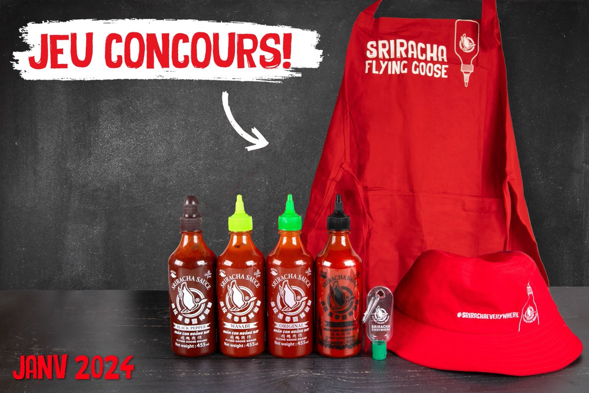 Sriracha_FR's tweet photo. Appel à tous les amateurs de Sriracha 📢

Vous voulez mettre la main sur ce lot Flying Goose ? 

Assurez-vous de FOLLOW + RT pour avoir une chance de #GAGNER. 

Les conditions générales de vente s'appliquent : https://t.co/KTMg37SFF7 https://t.co/cgky8STrIK