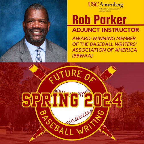 robparkerMLBbro's tweet photo. So pumped. I developed and will teach a Baseball Writing class at @USCAnnenberg. The first class is on Monday. It’s believed to be the first ever such class offered in college. @MLB @MLBbrodotcom @MLBNetwork @OddCoupleFSR @FoxSportsRadio https://t.co/GHTSjmg6MD