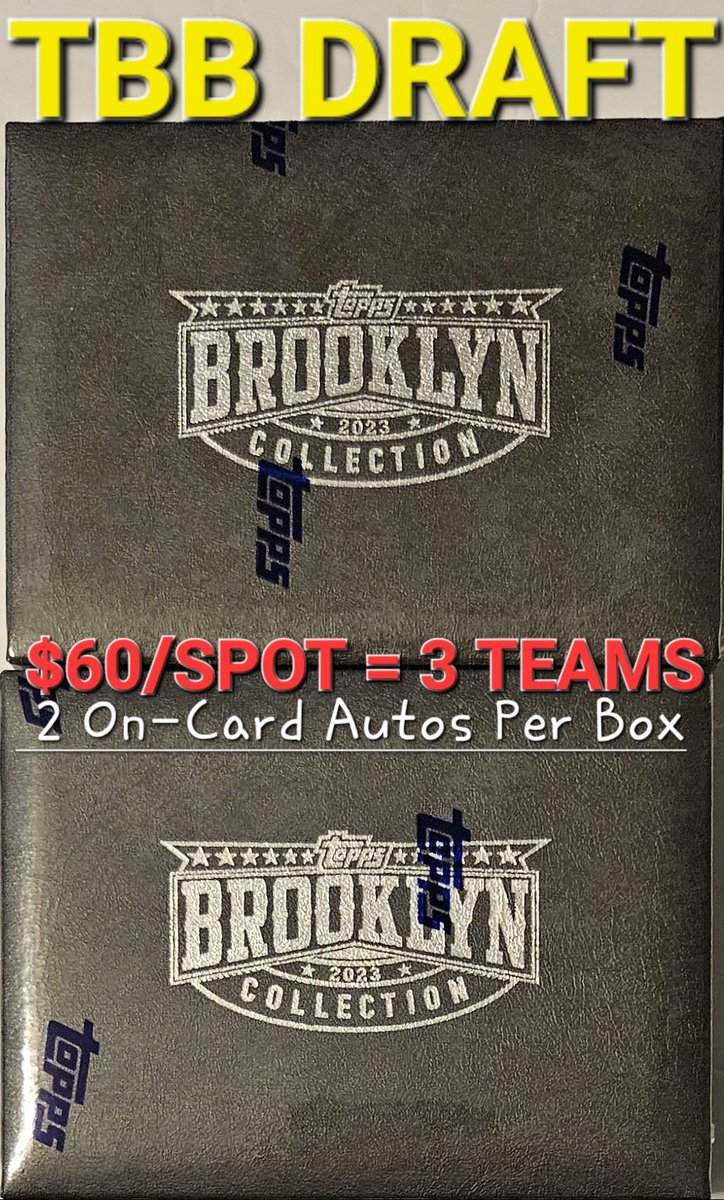 3bangerbreaks's tweet photo. #TBBDraft - 2023 #Topps #Brooklyn #Collection #Hobby #Box #Break

Look for 2 on-card #autographs per box, and keep an eye out for #rare 60 #Broadway #Die #Cut #Variations 

⚾️Claim #'s 5, 9, or 10 Below⤵️

#TBBCrew #TBBDraft #TBBRazz #MLB #BreakCredit #Inserts #Rookies #Stars https://t.co/5vbgMSuDwj