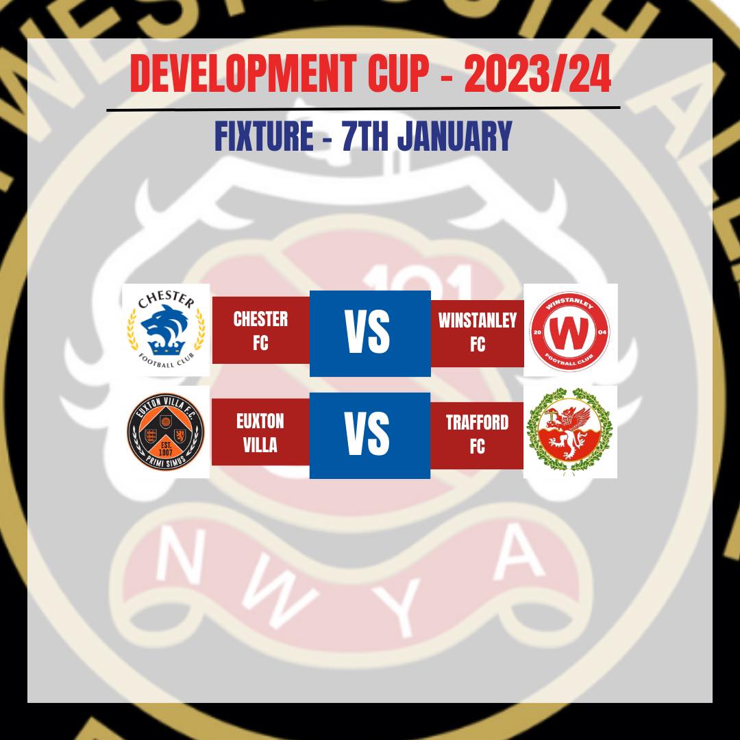 Cup Fixtures 🏆 ⚽️
Sunday 7th January  2024 👇

*Note Blackpool Wren &amp; Stockport Georgians is Postponed*

#NWYA