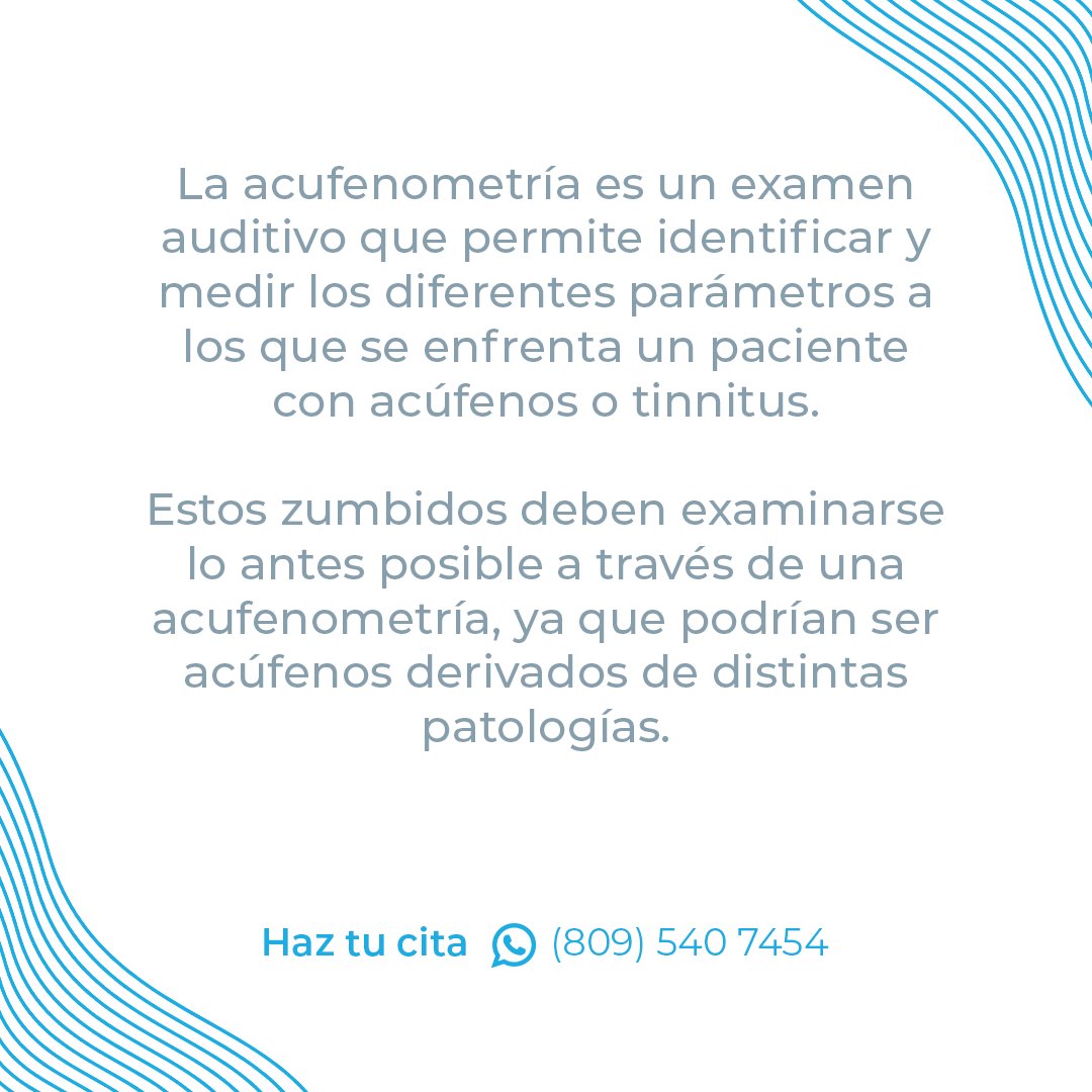 Acustiard's tweet photo. La acufenometría es clave para entender y medir los parámetros que enfrenta alguien con acúfenos o tinnitus.

Detectar estos zumbidos a tiempo a través de este examen es esencial, ya que podrían ser indicativos de diversas patologías.

Haz tu cita por WhatsApp: 809 540 7454 https://t.co/WZgnc7SqkN