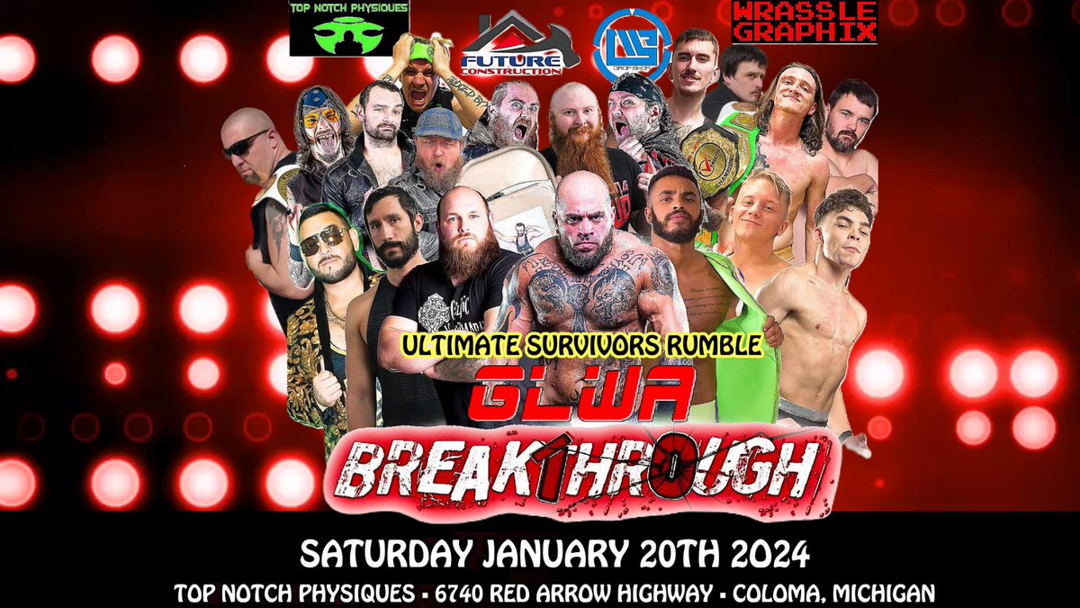 Get your tickets or order the Digital Live Stream now!
glwawrestling.ticketleap.com/glwa-breakthro…
Championship Matches have been announced but what about our mainevent? The  Ultimate Survivors Match!

A Multi man Rumble! The winner of this match will go on to mainevent WrestleVersary 6