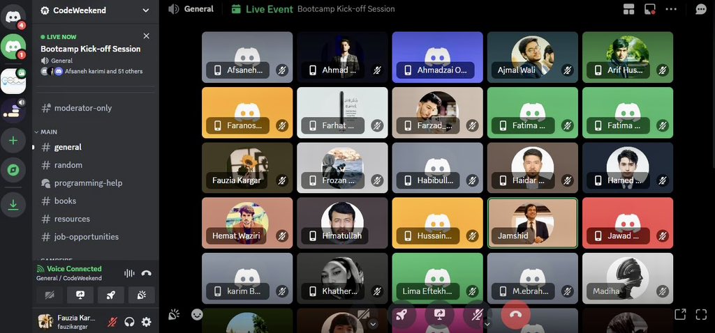 CodeWeekend's tweet image. CodeWeekend 2024 has started and we just wrapped up our kickstarter event. More to come in coming weeks! Stay tuned!

#code #programming #coding #Afghanistan