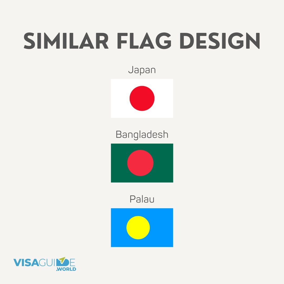visaguideworld's tweet image. 🇯🇵 🇧🇩 🇵🇼 

#flag #flags #similarflags #japan #bangladesh #palau #japanflag #bangladeshflag #palauflag