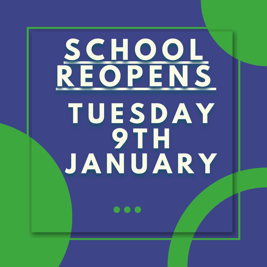 RIA_GirlsSchool's tweet photo. We hope you had a restful break. A reminder that school reopens on Tuesday 9th January, as Monday is a staff inset day. https://t.co/V8D52Vc6sF
