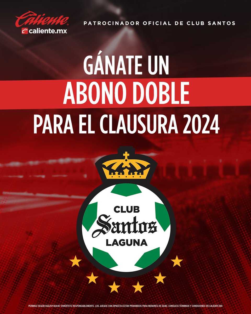 ClubSantos's tweet photo. 🏟️https://t.co/cpNE0CoSTZ te lleva al TSM🏟️
 
Gana un ABONO DOBLE para nuestros juegos de local, incluye Fase Final ⚔️ 
 
Haz lo siguiente 👇🏽
1️⃣Sigue a @calientesports 📲
2️⃣Dale 🔁 y ❤️
3️⃣Comenta por qué quieres ir al estadio en el #CL24 y el HT #MásAcciónMásDiversión  🔥 
 
¡VAN! 😏