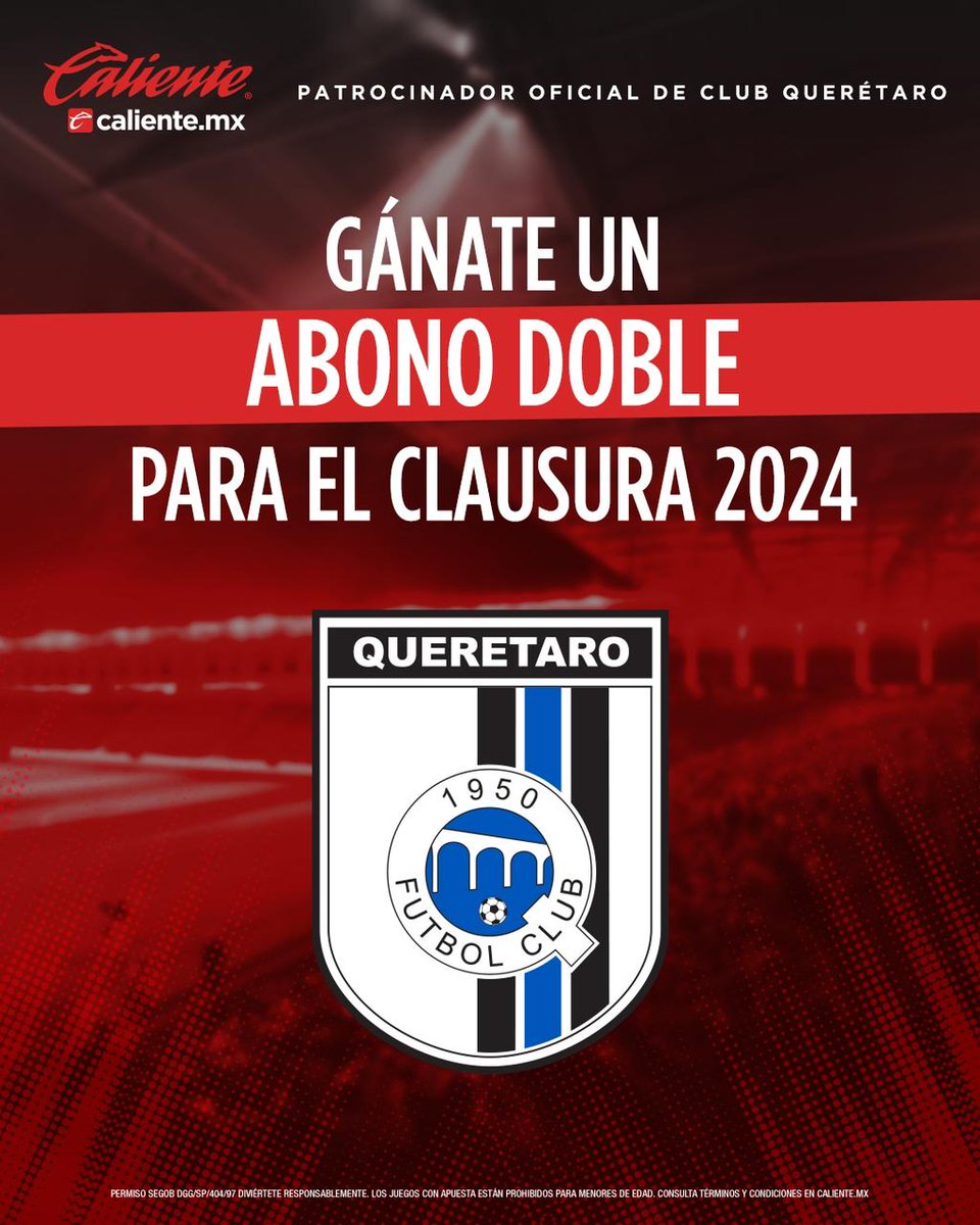 Caliente.mx te lleva al CORREGIDORA 🏟️ Gana un ABONO DOBLE para nuestros juegos de local, incluye Fase Final. 🐔 1⃣ Sigue a @calientesports 2⃣ Dale 🔁 y ♥️ 3⃣ Comenta por qué quieres ir al estadio en el #CL24 y el HT #MásAcciónMásDiversión 🔥 ¡Van! 😏