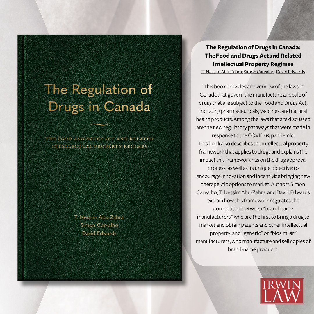 Our latest title "The Regulation of Drugs in Canada" is now available for pre-order on our website. Click the link for more information: irwinlaw.com/product/the-re…