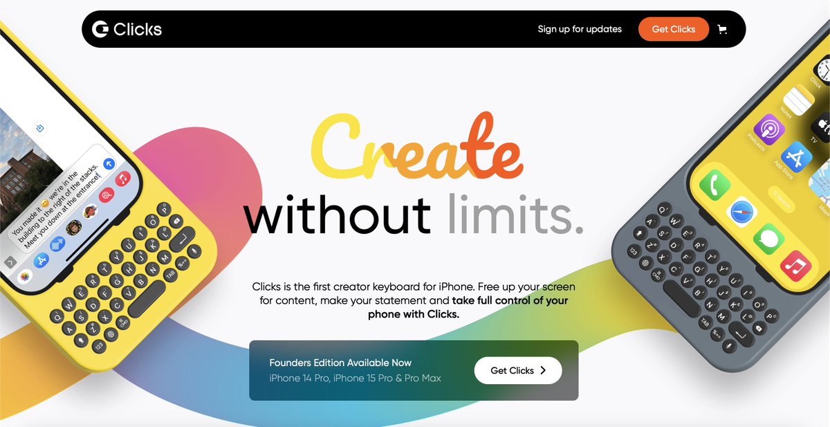 You should make a Sidekick style case for V2! You can call it the Sideclick😆<a href="/clickskeyboard/">Clicks</a> clicks.tech