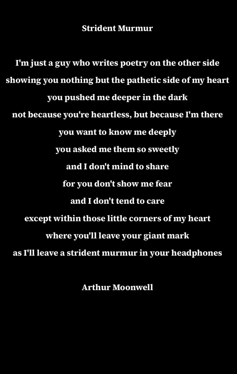ArthurMoonwell's tweet photo. “Strident Murmur”
#vss365 #strident #poetry https://t.co/VgUHcKfyEZ
