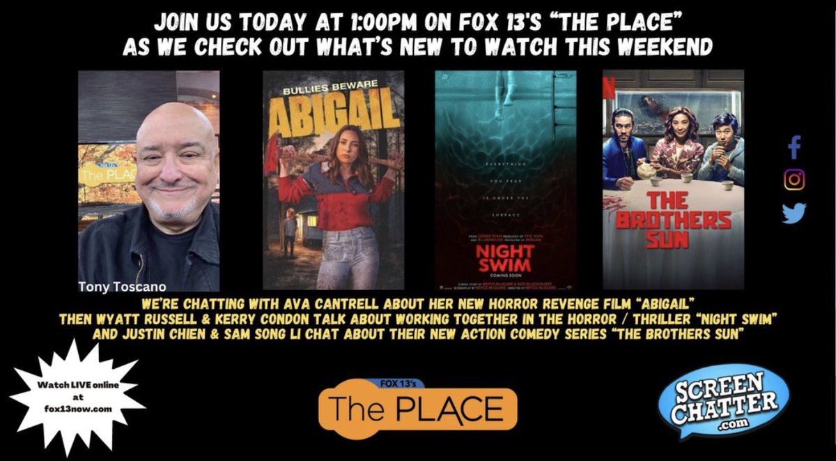 TheAvaCantrell's tweet photo. Talking with Tony about #whattowatch this weekend on Fox 13 Utah #dailyflash and so glad Abigail made the list! Catch it 1 pm or after on Screen Chatter! https://t.co/4PfCrAxcgP