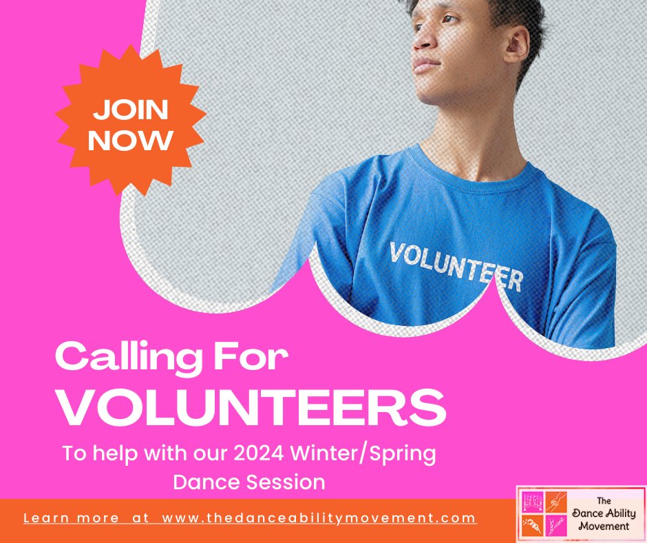 DanceAbilityMovement (@the_da_movement) on Twitter photo Do you know someone interested in helping others, loves to dance/ have fun or might be interested in learning more about occupational therapy?
For more information on our volunteering program email: volunteer@danceabilitymovement.com
#volunteerwithus #thedanceabilitymovement Do you know someone interested in helping others, loves to dance/ have fun or might be interested in learning more about occupational therapy?
For more information on our volunteering program email: volunteer@danceabilitymovement.com
#volunteerwithus #thedanceabilitymovement