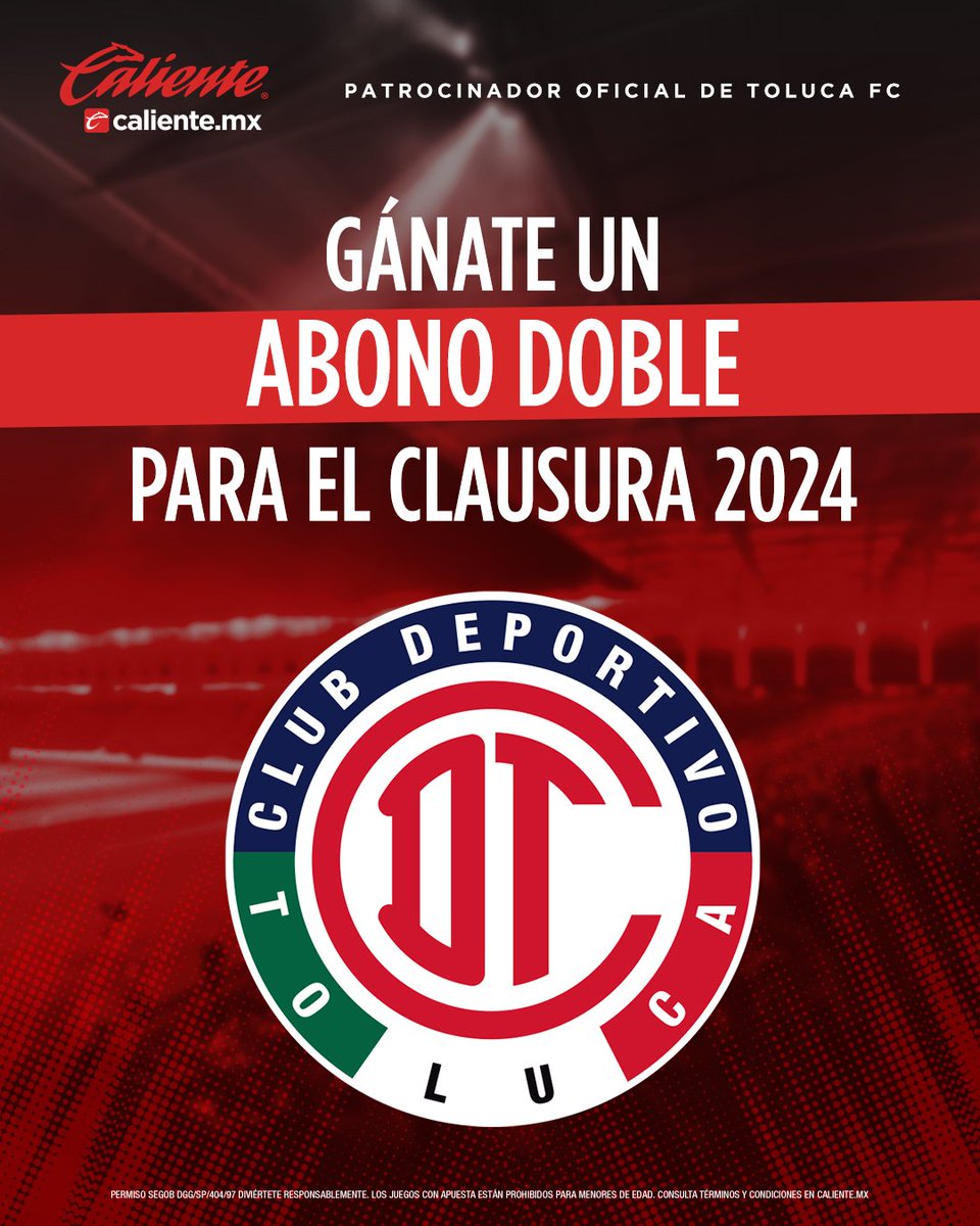 TolucaFC's tweet image. 🏟️ Caliente.mx te lleva al NEMESIO DIEZ 🏟️

¡Gana un ABONO DOBLE para nuestros juegos de local, incluye Fase Final! 👹 

Haz lo siguiente: 👇🏽

1️⃣ Sigue a @calientesports 📲
2️⃣ Dale 🔁 y ❤️
3️⃣ Comenta por qué quieres ir al estadio en el #CL24 y el HT…