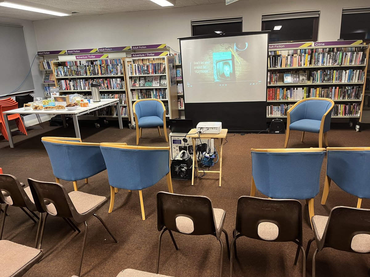 LibraryFolklore's tweet photo. The stage is set and the refreshments are ready.
A free talk with @CarrionFilms on film and TV animation including Borley Rectory and Uncanny this evening.
Part of the #CommunityMattersFund programme, funded by @gridcustomersuk and supported by @Localgiving https://t.co/6pahiBrsF2