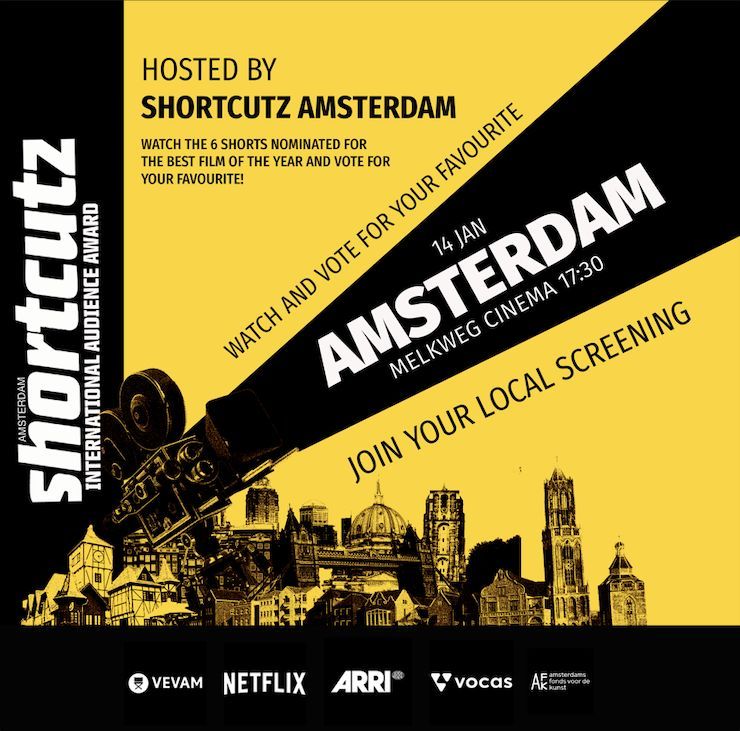 🎥 For our local screening we are returning back to AMSTERDAM as we are showing 6 amazing short films at Melkweg on the 14th of January at 17:30. 🎟️ We can’t wait to find out what is your favorite short film from the nominees for the Shortcutz Amsterdam International Award!