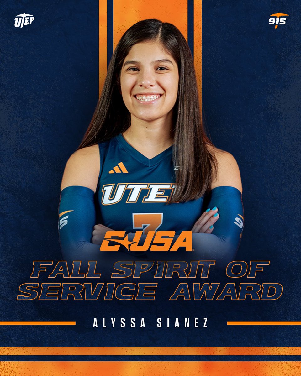 UTEPVB's tweet photo. ๐๐๐๐๐๐ถ๐๐๐๐ถ๐๐พ๐๐๐ to Alyssa Siaรฑez for being named UTEPโs recipient of the @ConferenceUSA Fall Spirit of Service Award! ๐
๐ https://t.co/Vj0DYGRkFD
โ๏ธx๐ | #utepvb #picksup https://t.co/dD8ElCSZ40