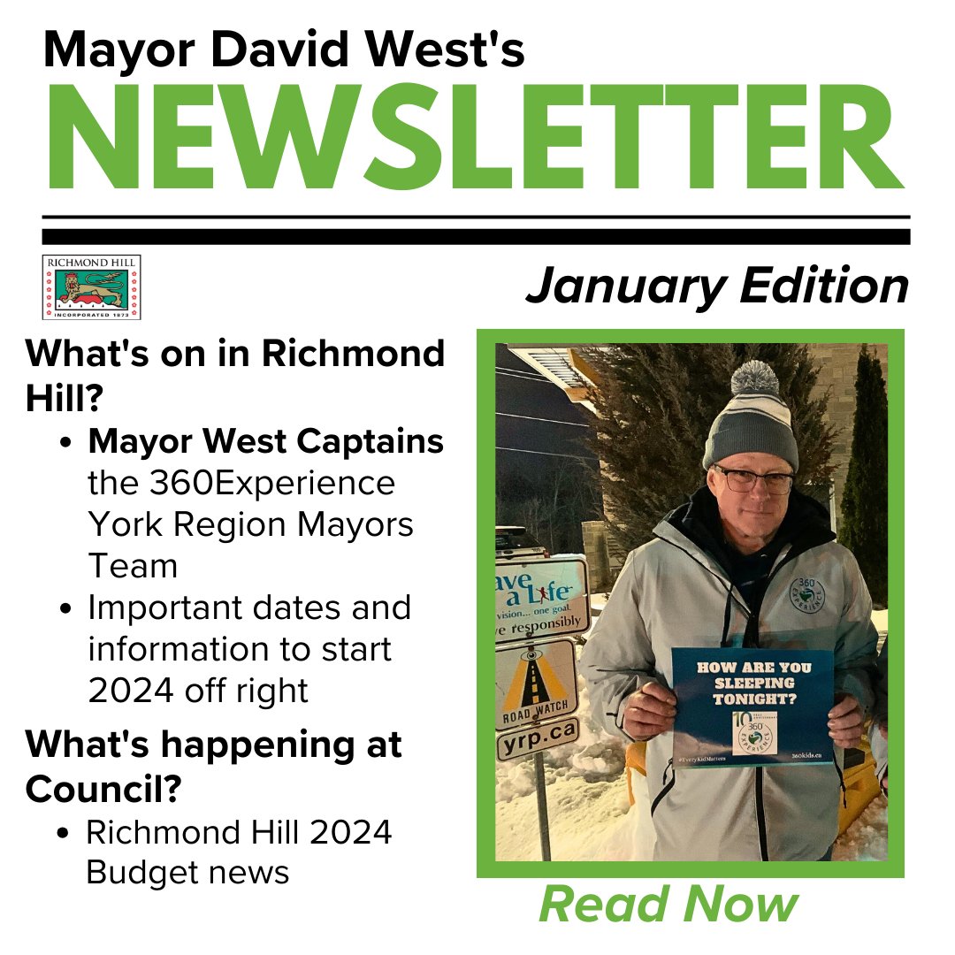 DavidWestRH's tweet photo. Thank you for reading my January E-newsletter with information of interest to Richmond Hill residents.
https://t.co/Hag3ds98GC
You can subscribe on my website to receive it directly in your inbox.
#RichmondHill #InclusiveRH #newsletter https://t.co/2EHmCL8GNX