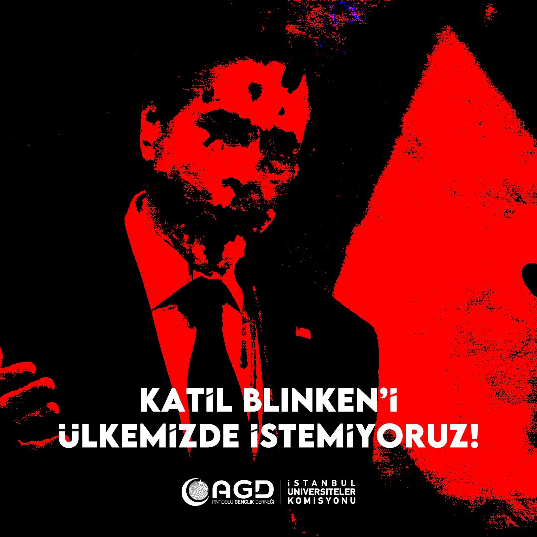 4fakulte's tweet image. Katil Blinken’i ülkemizde istemiyoruz!

#KatilBlinken
#israilGüçtenAnlar